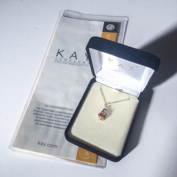 NWT Kay Jewelers Citrine Diamond Pendant Necklace - Picture 4 of 6